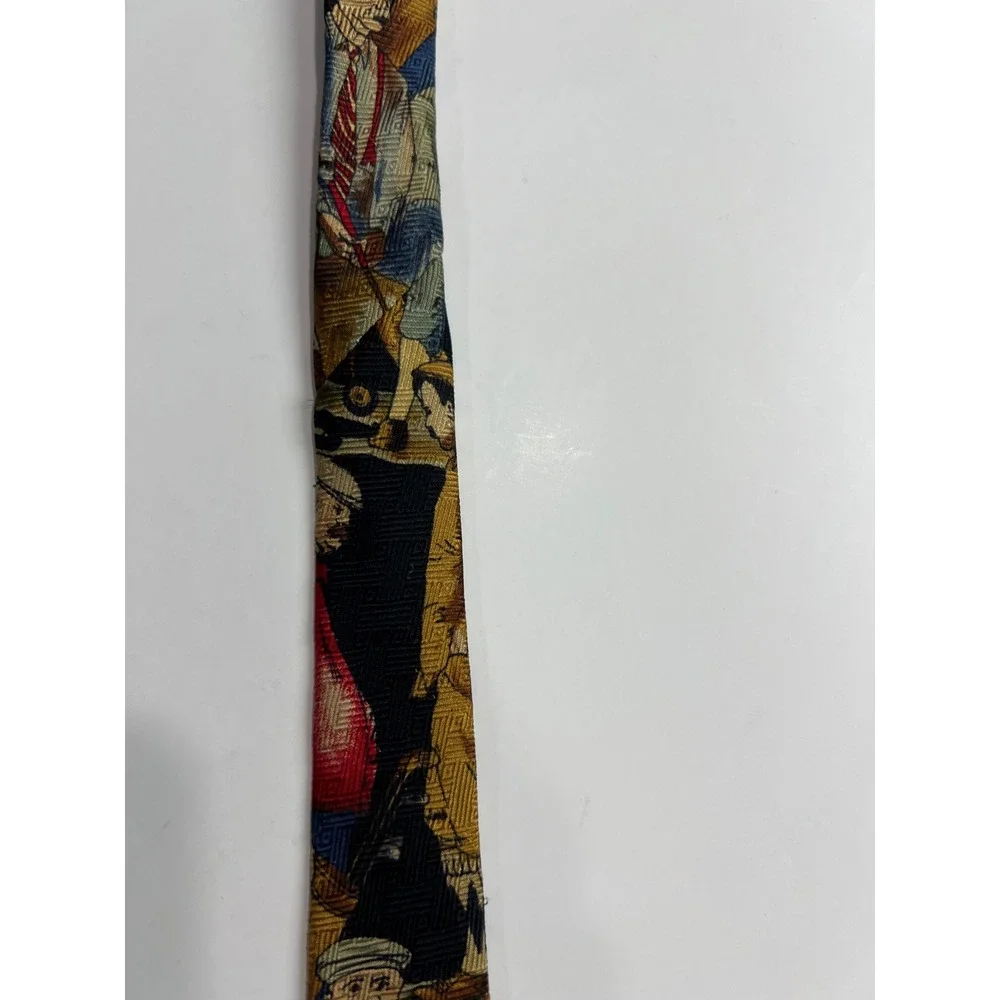 Vintage Tango by Max‎ Raab Necktie Mens OS Black Golf Scene Silk Made in USA E15